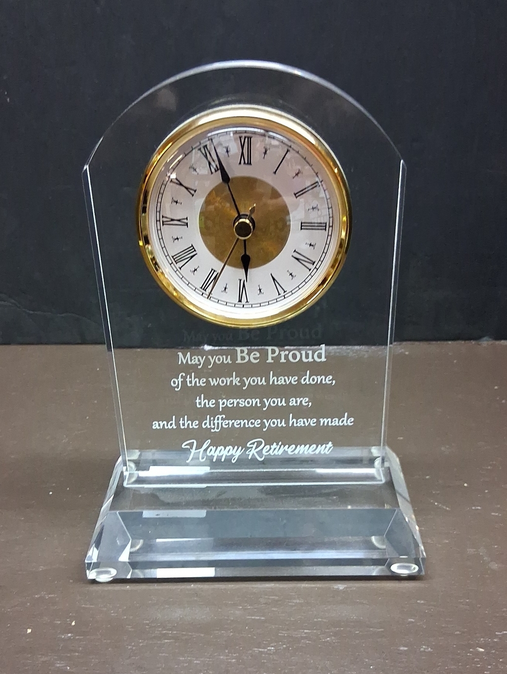 Beautiful Retirement Acrylic Clock With Second Hand. Keeps perfect time. - Picture 1 of 7